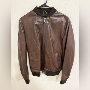 Vera Pelle Dark Brown Leather Bomber Jacket